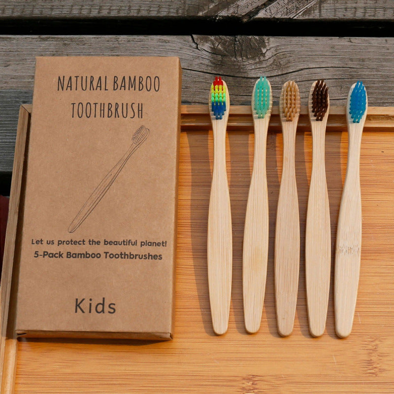 Soft-bristled bamboo toothbrush set