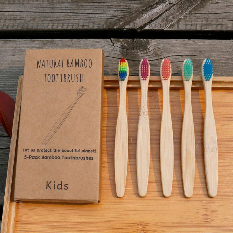 Soft-bristled bamboo toothbrush set